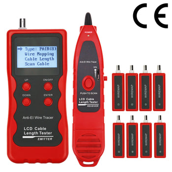 KIB-112 Kibeland Handhled Multifunction Cable Tester with 8 Remote Adaptor RJ45 RJ11 BNC USB Network Telephone Wire Tracker Cable Length Tester