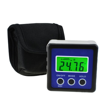 KIB-122 Kibeland Digital Protractor Blue Angle Gauge Inclinometer Large LCD Display Angle Finder Bevel Box with Magnet Base and Relative Measurement
