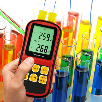 PD_12 Kibeland Instrument Digital Thermometer Dual Channel Temperature Meter Tester for K/J/T/E/R/S/N Thermocouple Large Display with Backlight