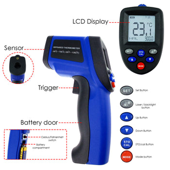 PD_14 Kibeland Instrument Infrared Thermometer Instant-read Measuring Range -50~750°C(-58~1382°F), Industrial Chemicals Machinery Cooking Household Used