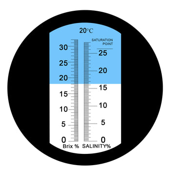 PD_23 Kibeland Handheld Brix and Salinity Refractometer with ATC, Dual Scale Brix 0~32% Salinity 0~28%, with EXTRA Mini USB Light