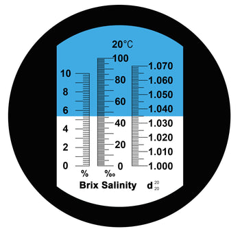 PD_30 Kibeland Brix and Salinity Refractometer with ATC, 3 Scale, Salinity 0~10%, Brix 0~10%, Refractive Index 1.000-1.070, with EXTRA Mini USB Light