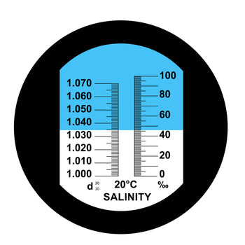 PD_32 Kibeland Handheld Salinity Refractometer with ATC, Dual Scale 0~100 ppt & 1.000-1.070 Salinity Specific Gravity, Aquarium & Sea Water, with EXTRA Mini USB Light