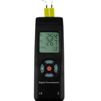 PD_5 Kibeland Instrument Digital Thermometer Dual Type-K Thermocouples Thermometer Large Display with Backlight